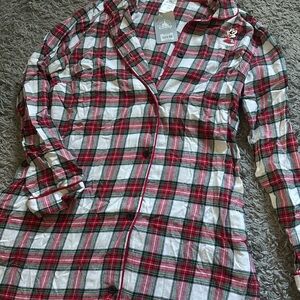 Disney Plaid Button-Up Sleep Dress with Minnie Patch